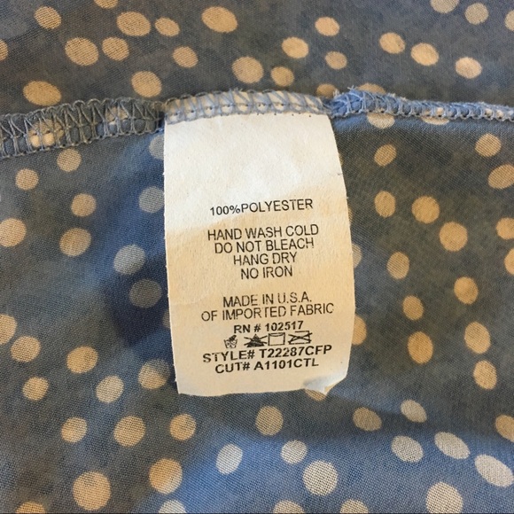 Soprano Medium Baby Blue Polka Dot Popover Blouse - Picture 7 of 8